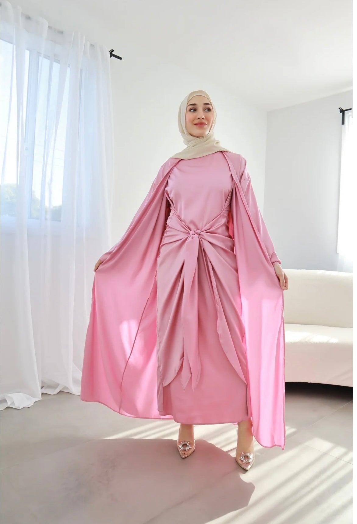 Lulu Abaya Modest Dress Flowy Kaftan Long Kimono Abaya