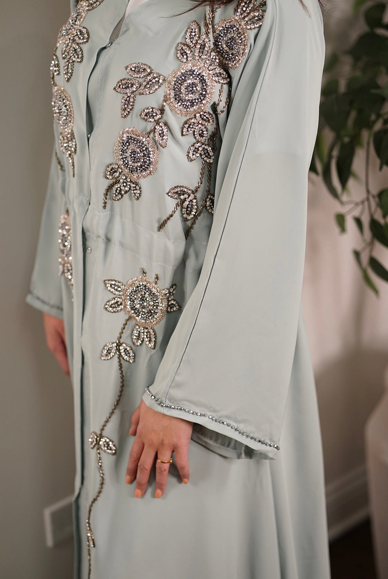 Embellished modest abaya with hijab