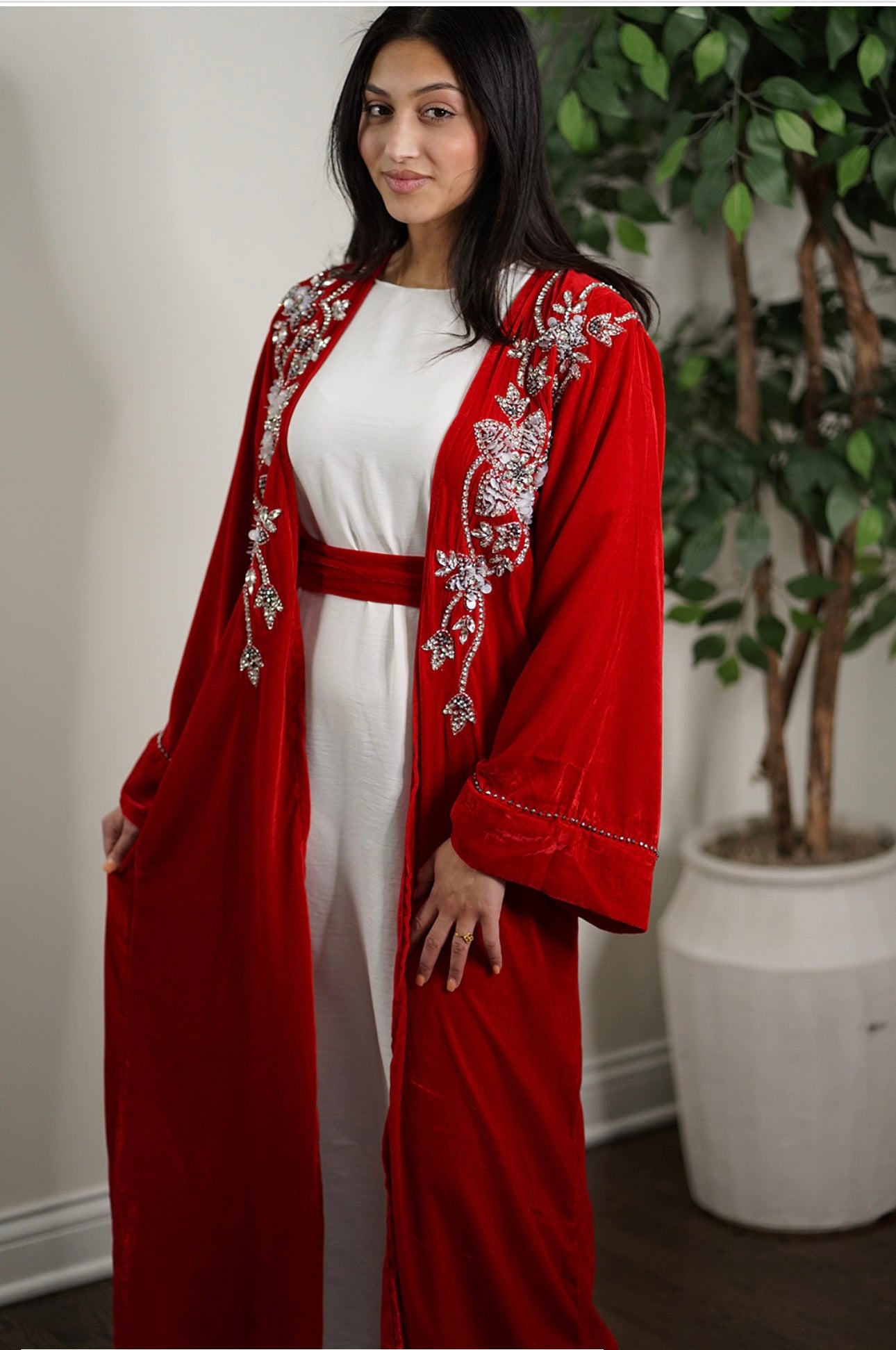 AMANI SILK VELVET EVENING ABAYA KAFTAN