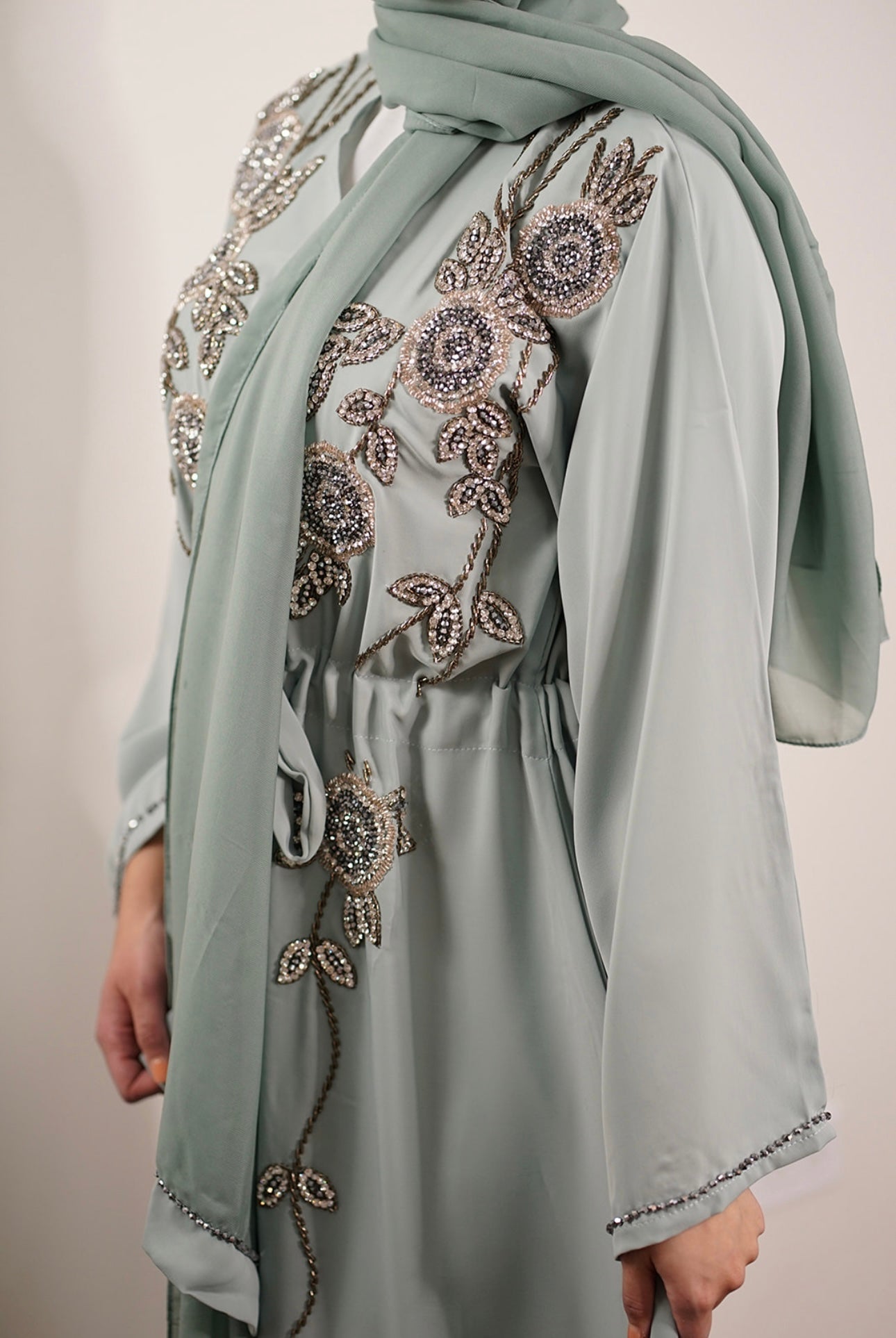 Embellished modest abaya with hijab