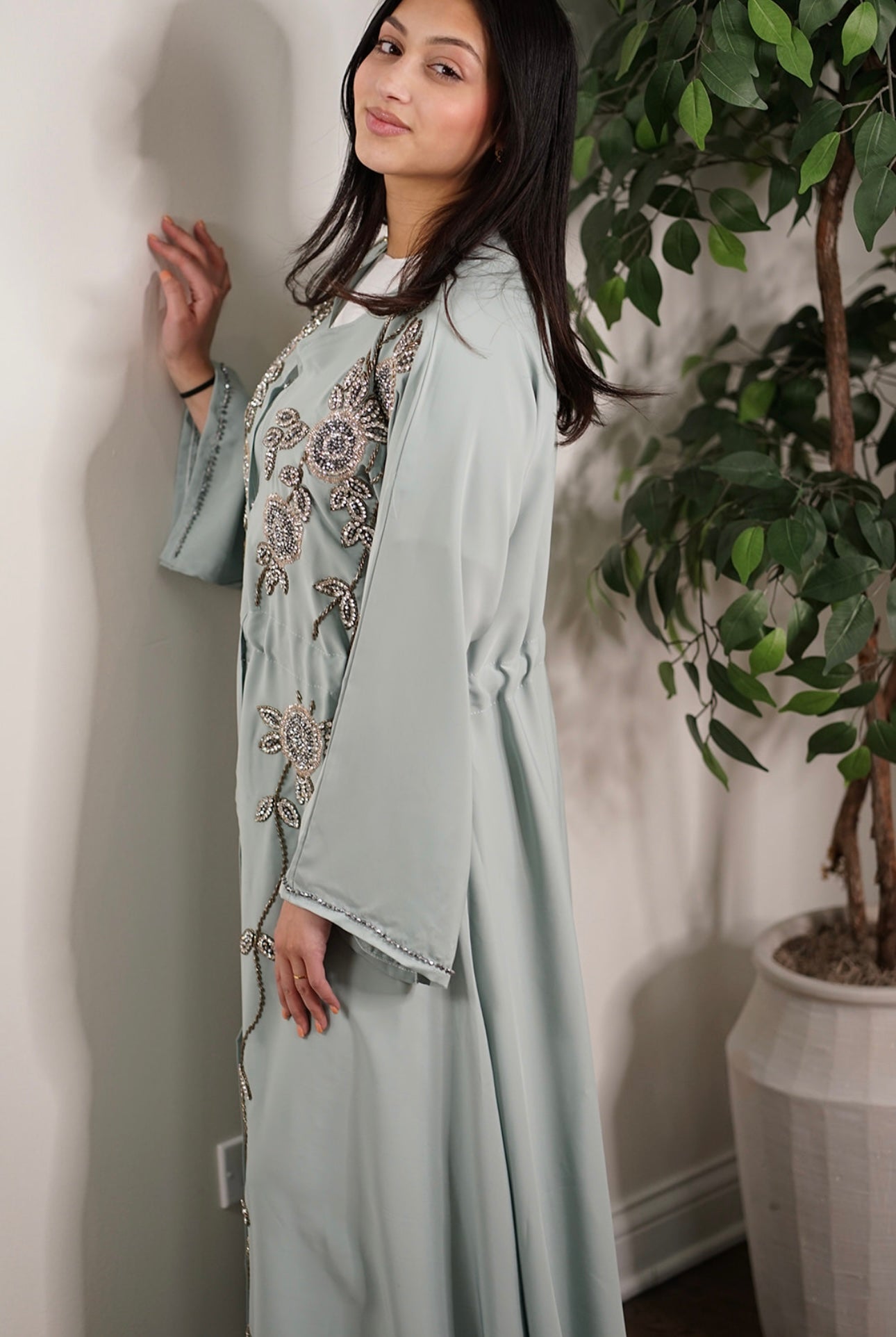 Embellished modest abaya with hijab