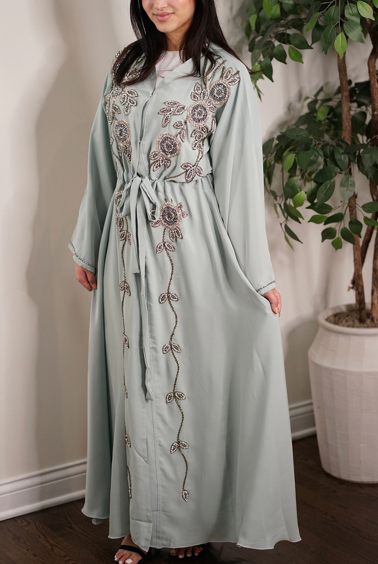 Embellished modest abaya with hijab