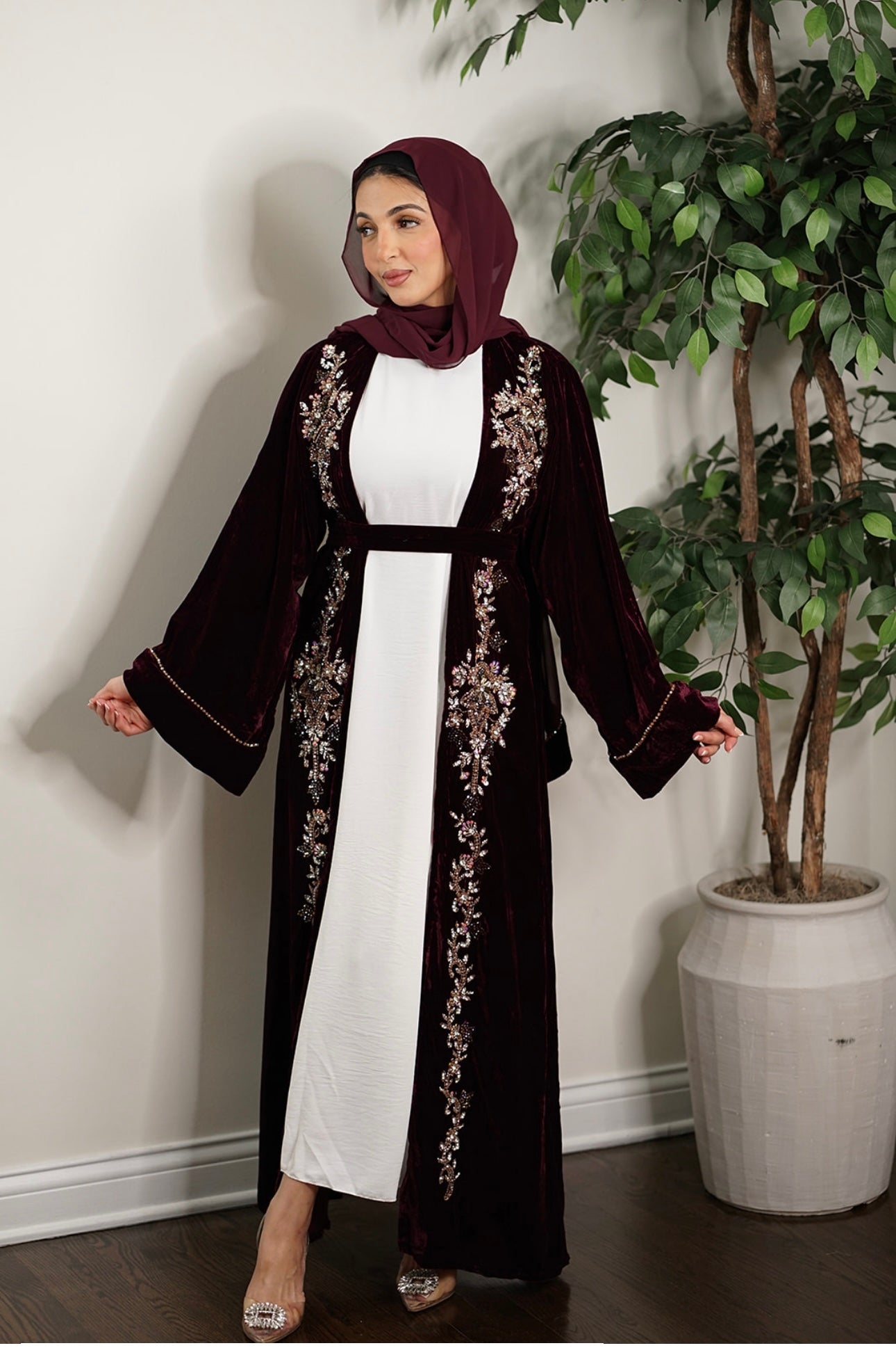 AMANI SILK VELVET EVENING ABAYA KAFTAN