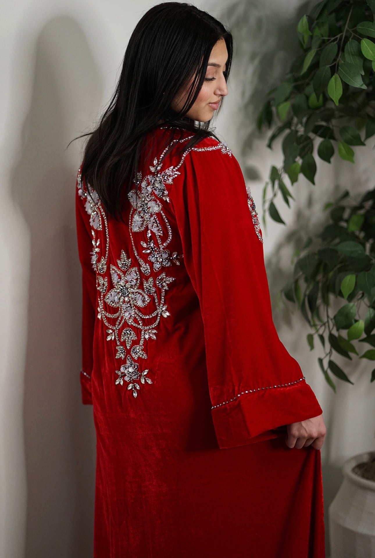 AMANI SILK VELVET EVENING ABAYA KAFTAN