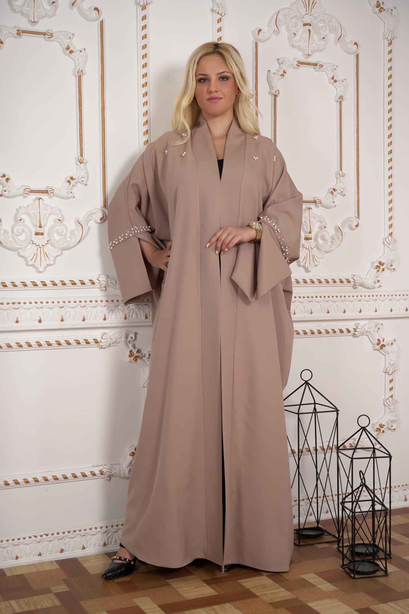Kimono Sleeve abaya and pearl embellishment