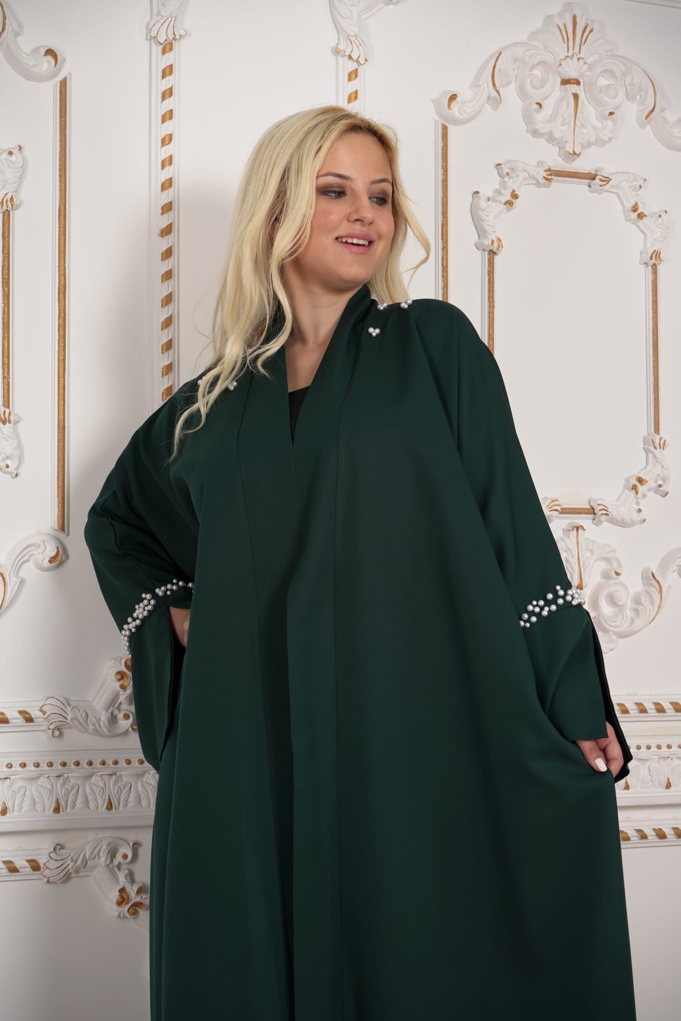 Kimono Sleeve abaya and pearl embellishment