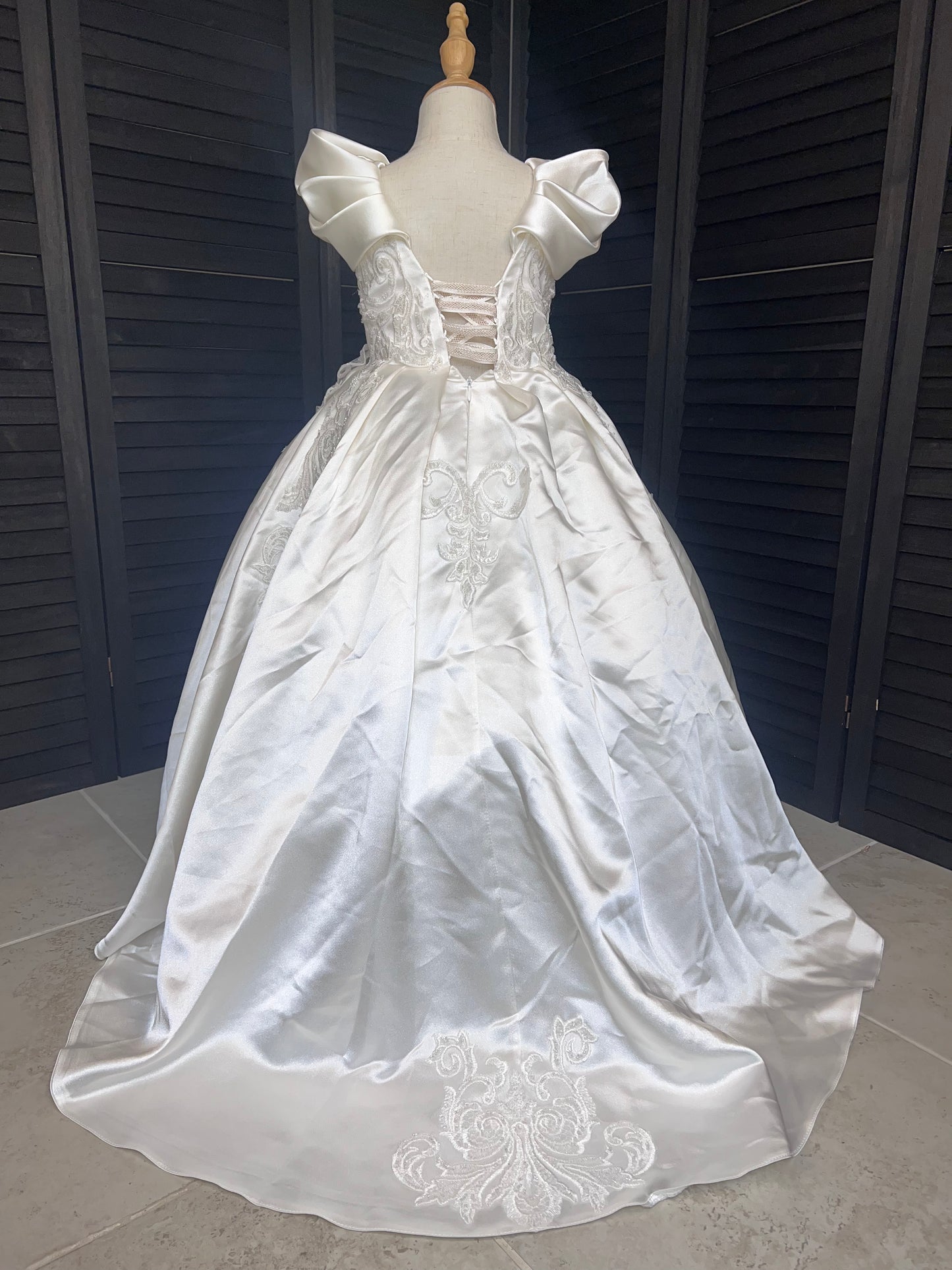 Aida Luxury White Beaded lacePuffy Flower Girl Dress