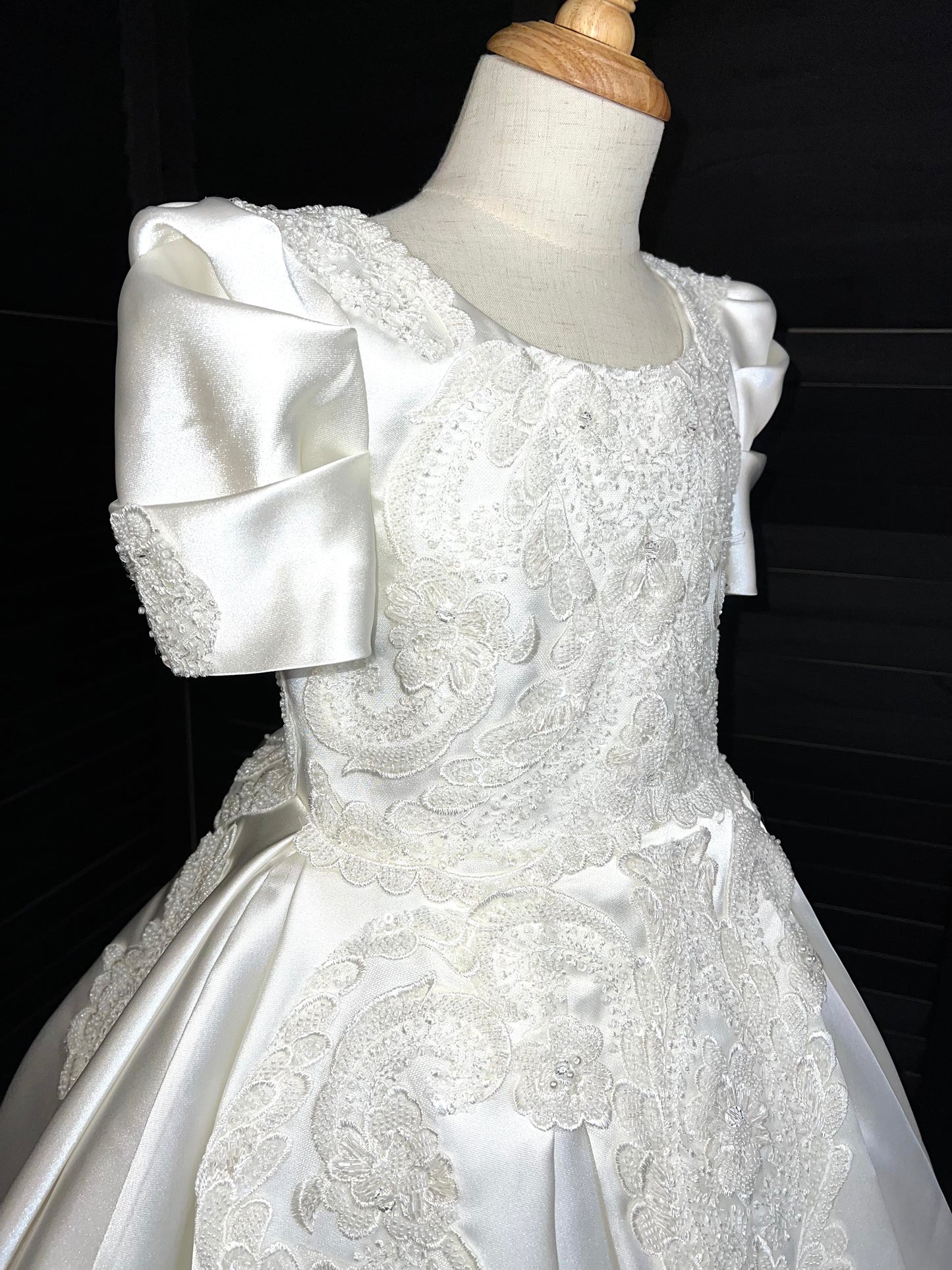 Rudeen Luxury White Lace Puffy Flower Girl Dress