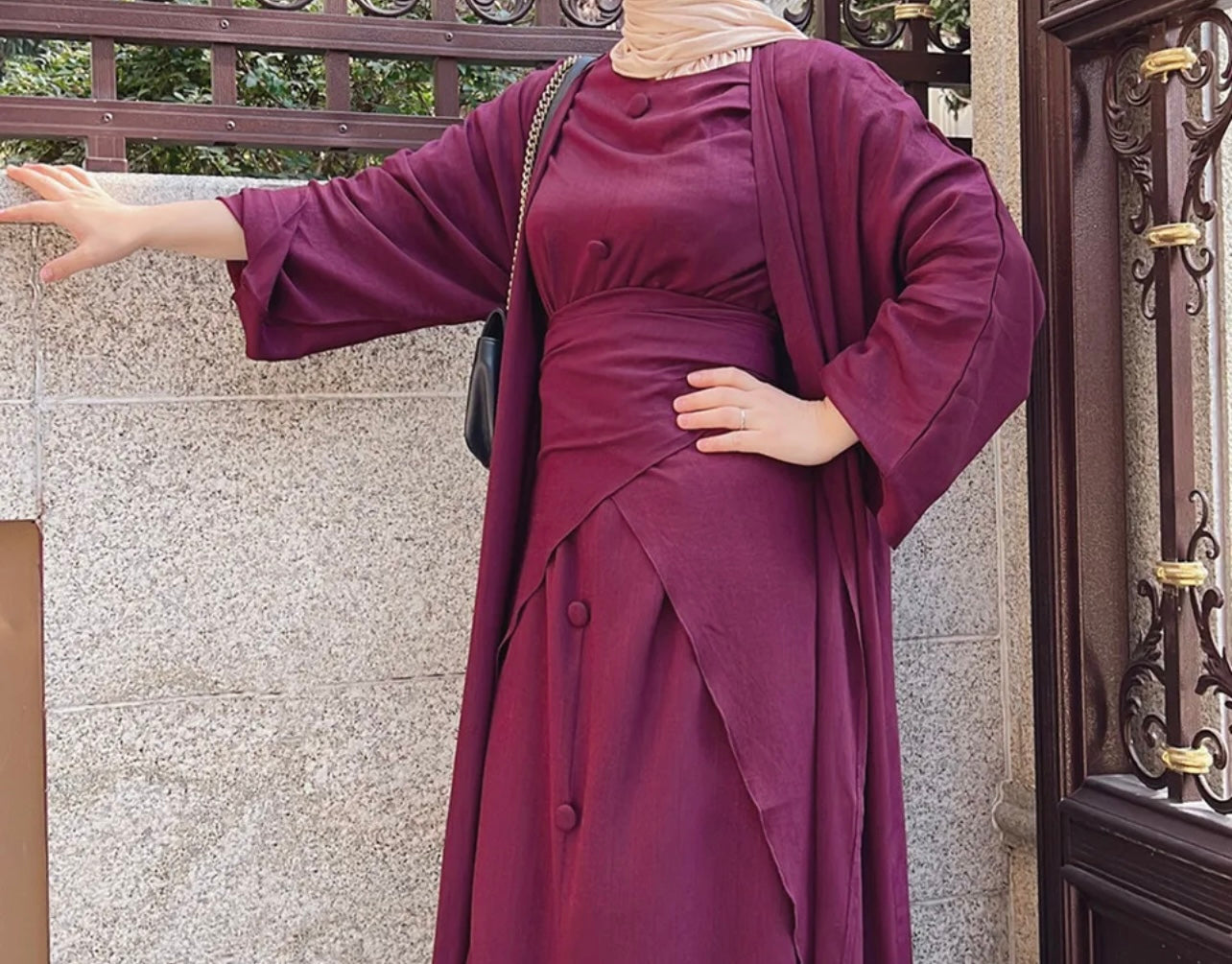 Women's Abaya Dress Three Pieces Set