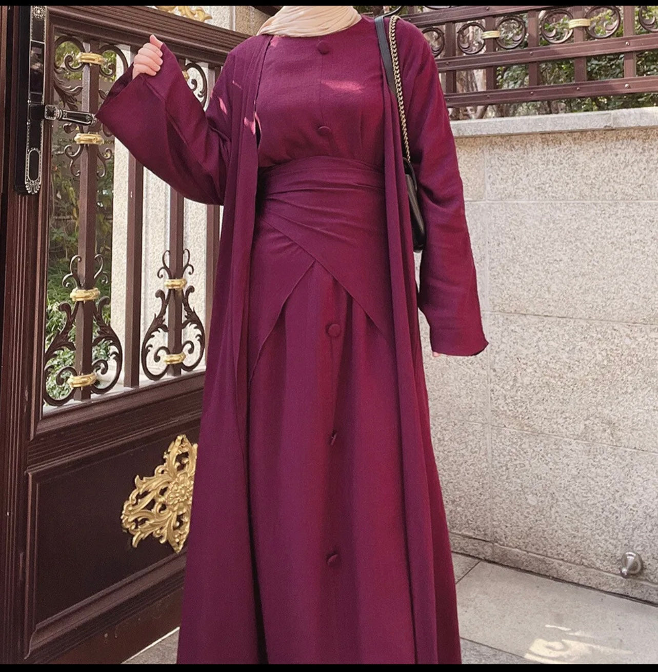 Women's Abaya Dress Three Pieces Set