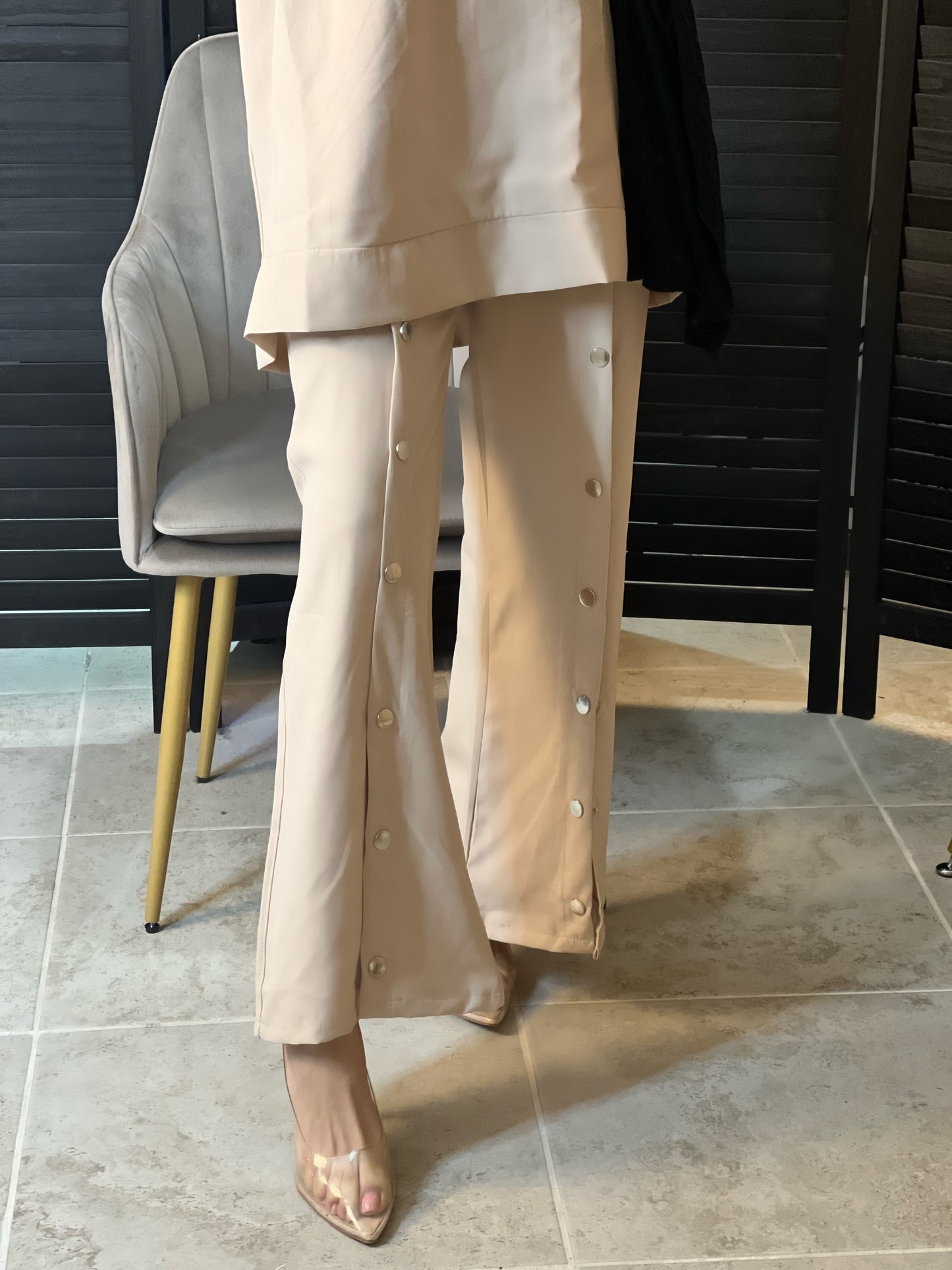Elegant front slit pants set